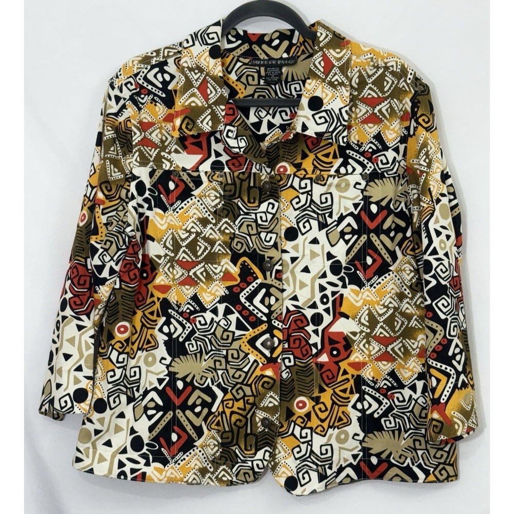 Mirror Image Artsy Geometric Print Lightweight Jacket Multi Color Womens 1X